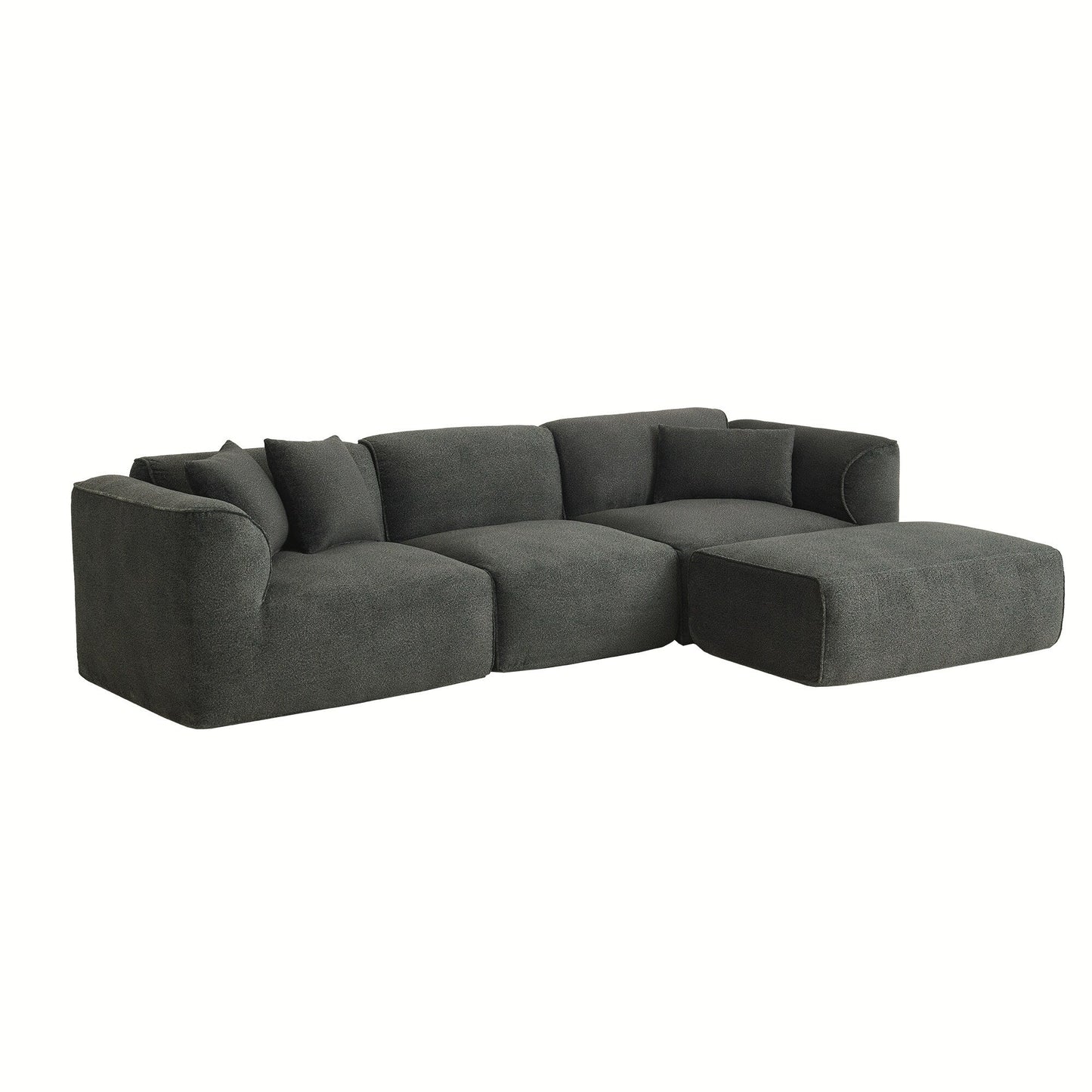 Canapé sectionnel moderne de luxe en velours 4 places avec pouf amovible et oreillers pour salon appartement