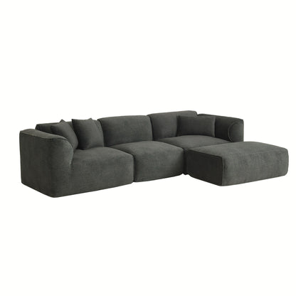 Canapé sectionnel moderne de luxe en velours 4 places avec pouf amovible et oreillers pour salon appartement