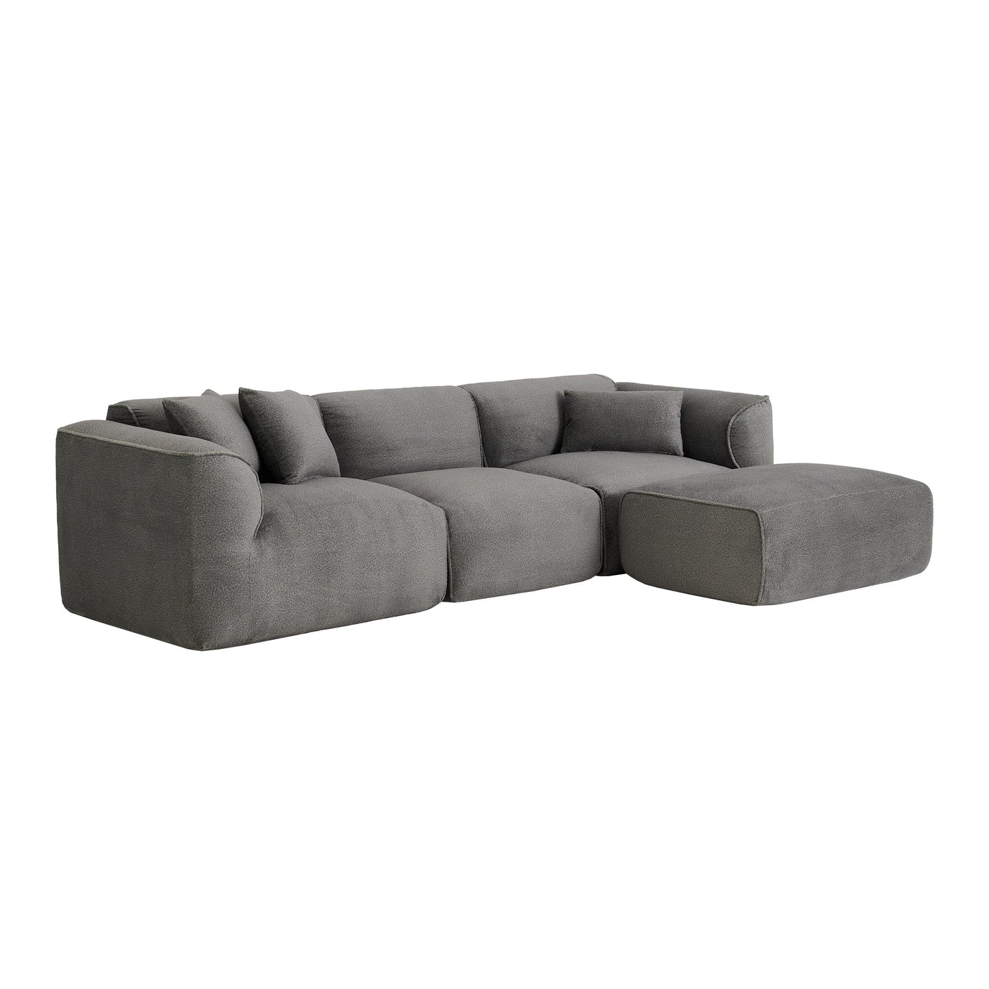 Canapé sectionnel moderne de luxe en velours 4 places avec pouf amovible et oreillers pour salon appartement