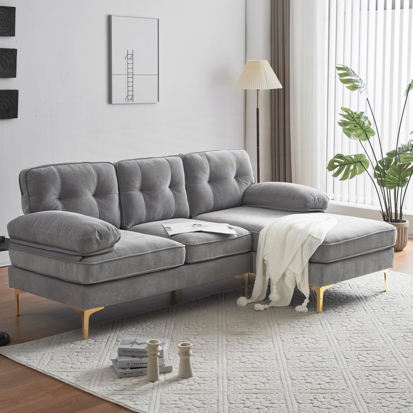 Canapés sectionnels modernes Canapés en velours Canapés en forme de L