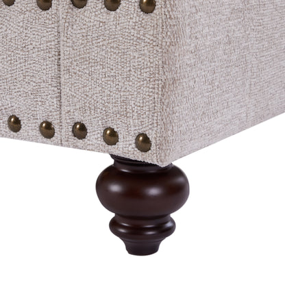 Canapé-lit moderne en tissu chenille avec garniture cloutée et coussins lombaires, canapé de salon à accoudoirs roulés