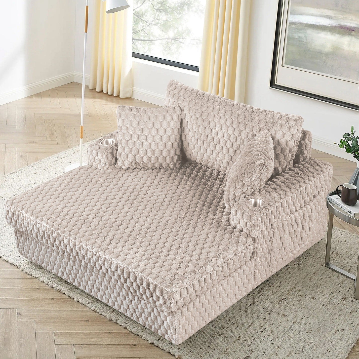 Canapé-lit d'intérieur moderne et doux avec coussins