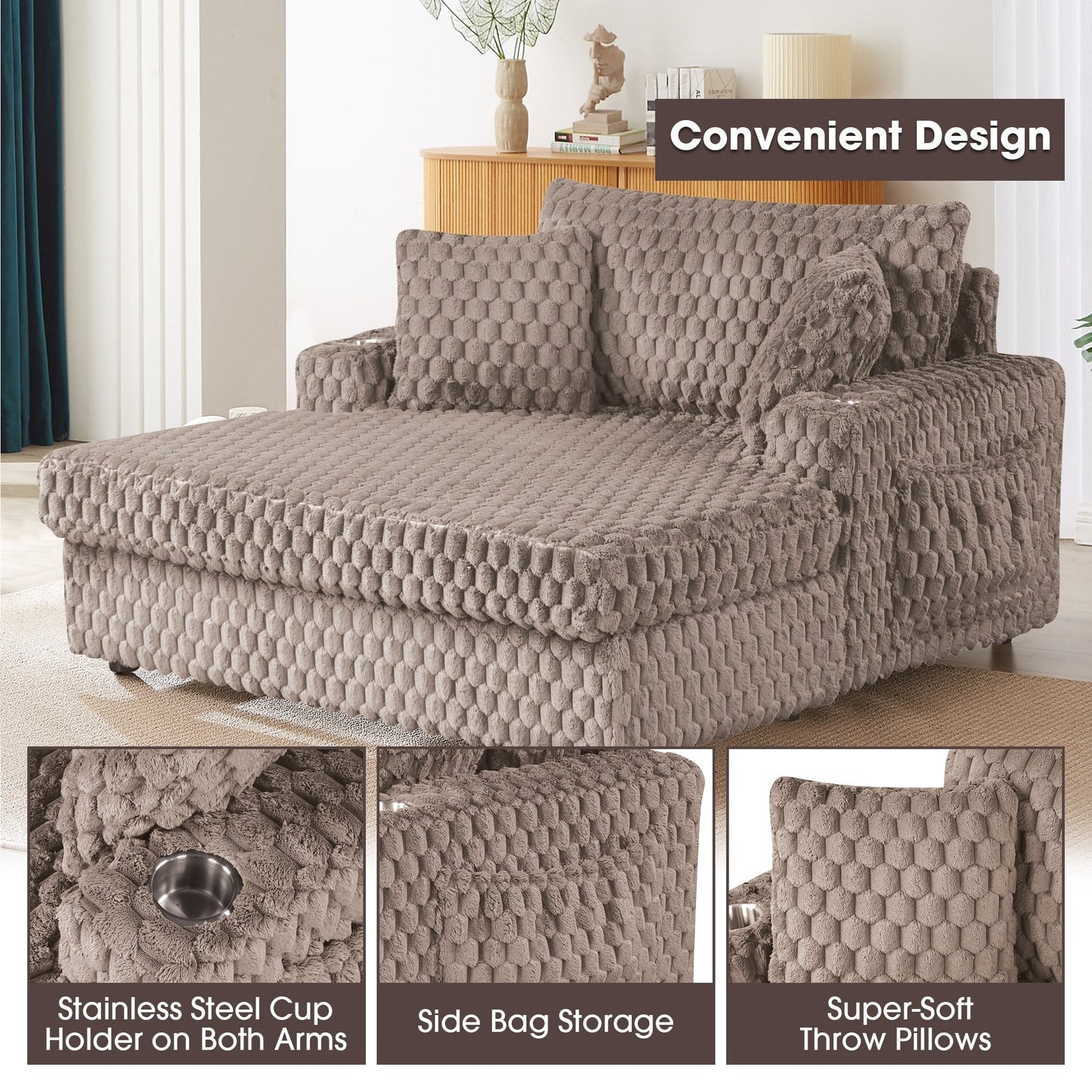 Canapé-lit d'intérieur moderne et doux avec coussins