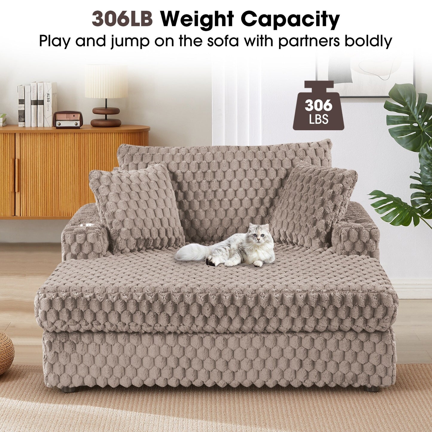 Canapé-lit d'intérieur moderne et doux avec coussins