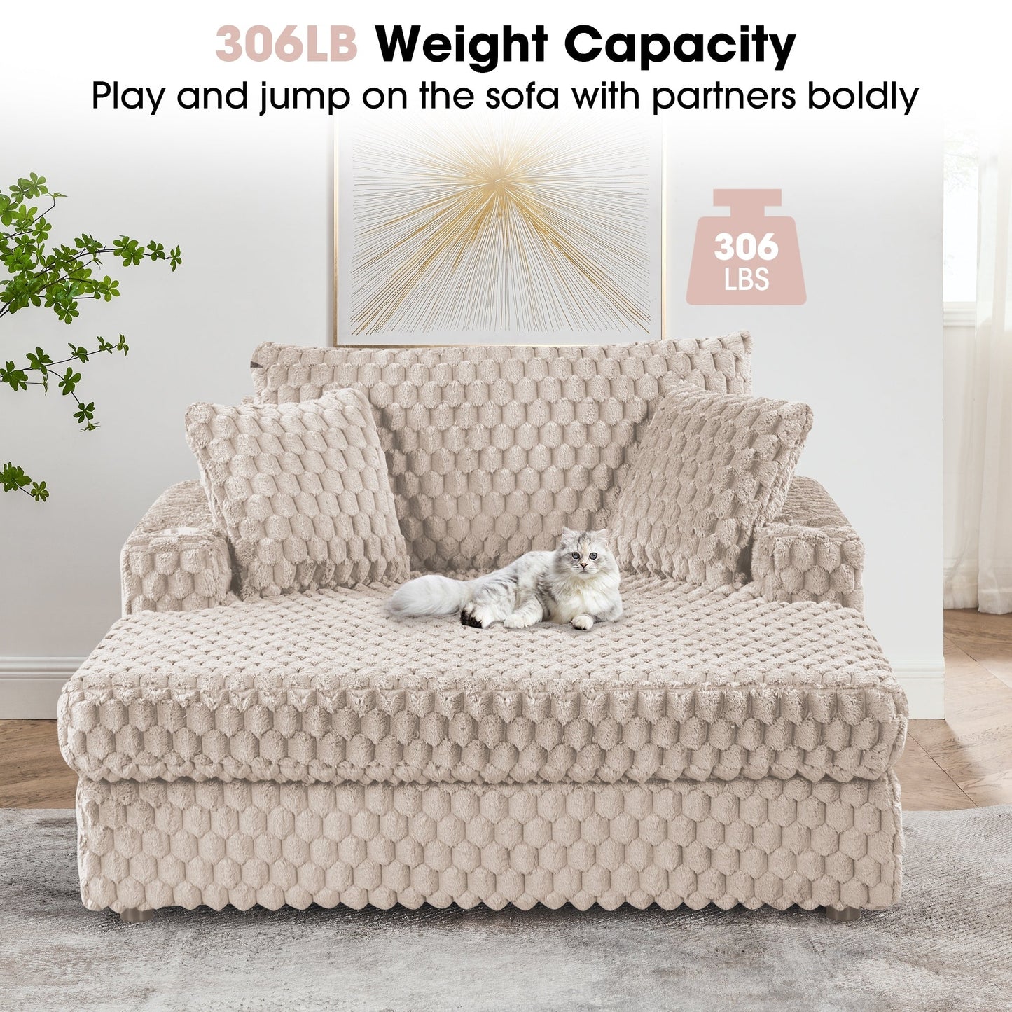 Canapé-lit d'intérieur moderne et doux avec coussins