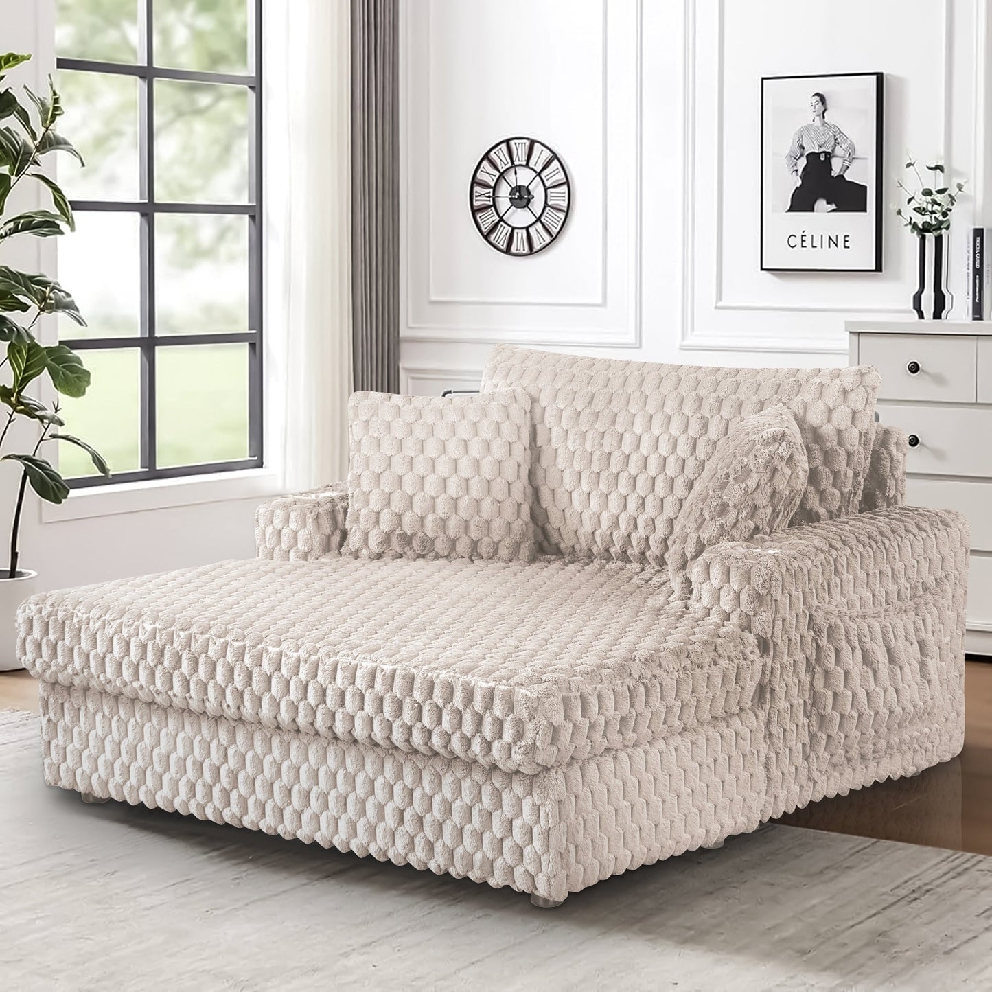 Canapé-lit d'intérieur moderne et doux avec coussins