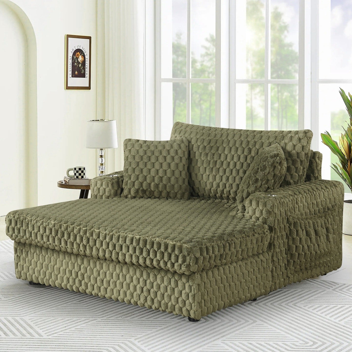 Canapé-lit d'intérieur moderne et doux avec coussins