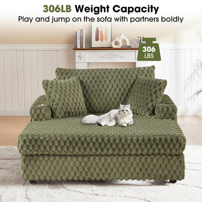 Canapé-lit d'intérieur moderne et doux avec coussins