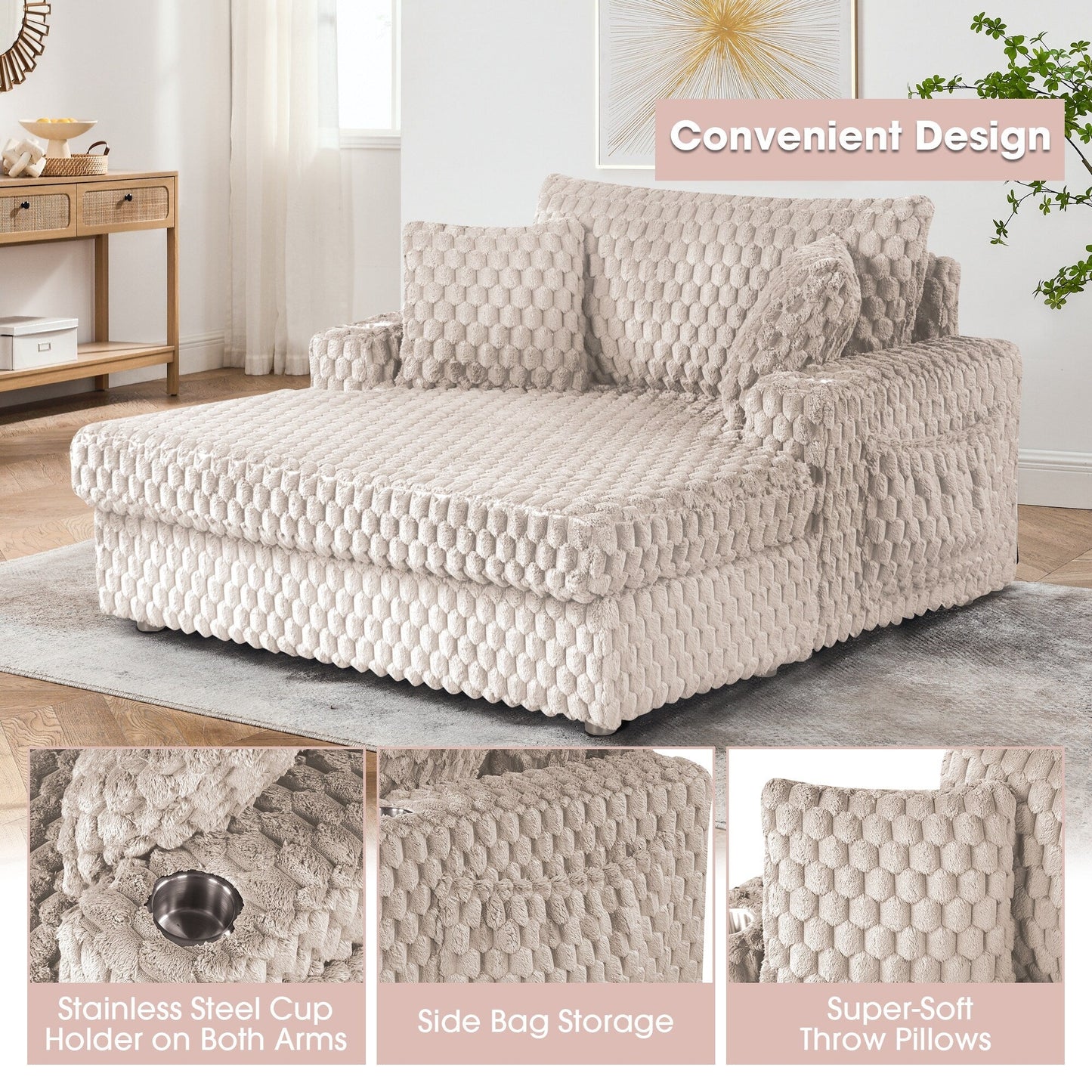 Canapé-lit d'intérieur moderne et doux avec coussins