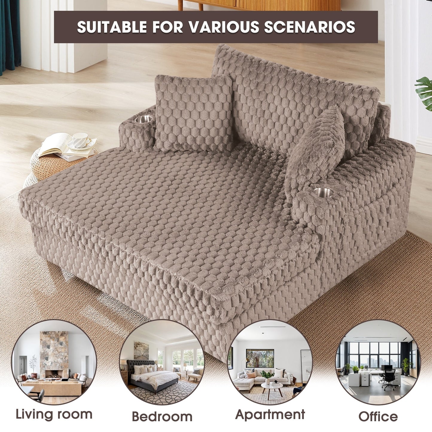 Canapé-lit d'intérieur moderne et doux avec coussins