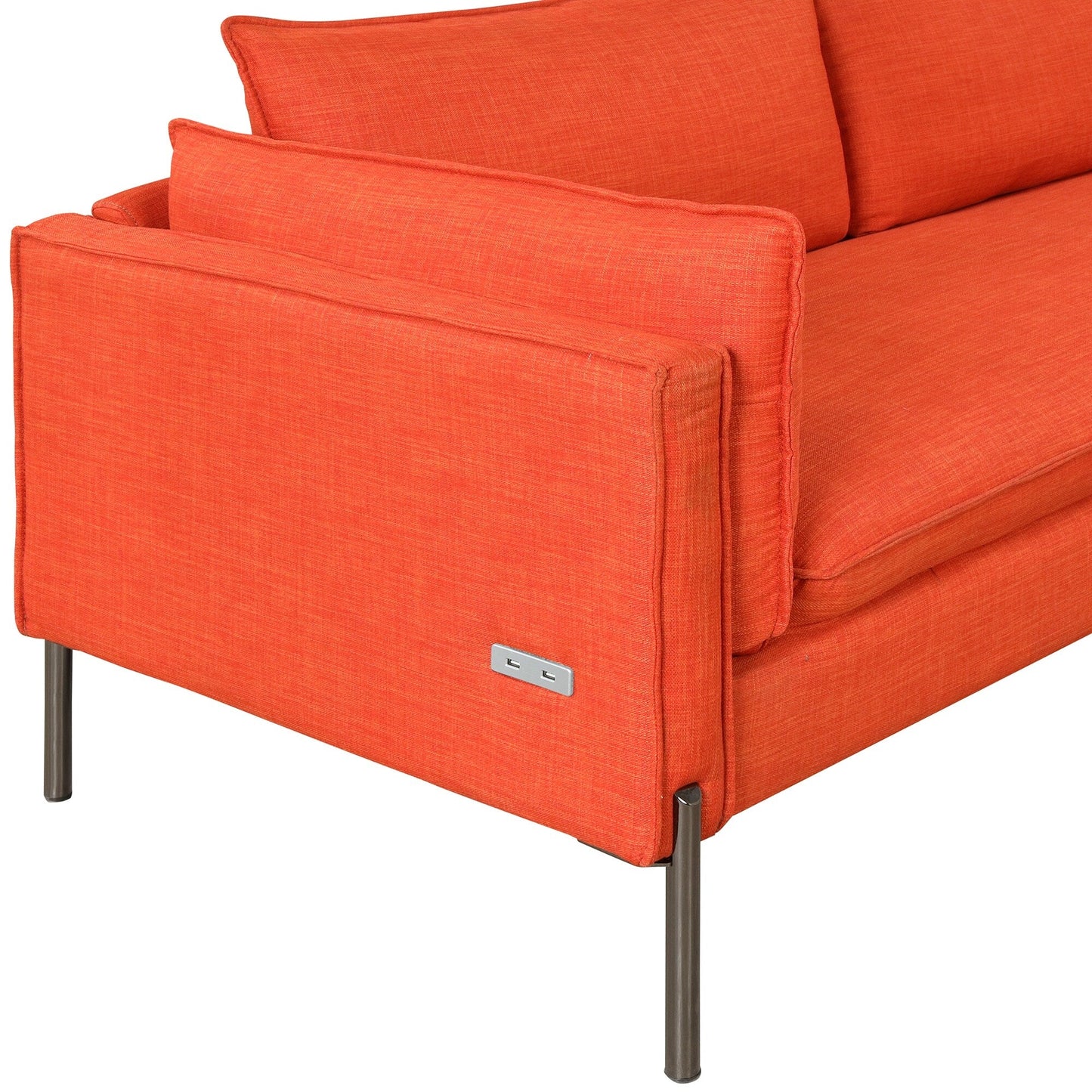 Canapé 3 places de style moderne en tissu de lin rembourré