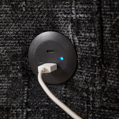 Canapé 2 places en chenille de style moderne avec pieds en bois, éclairage LED, port de chargement USB et sac de rangement, idéal pour le salon, la chambre à coucher ou le bureau.