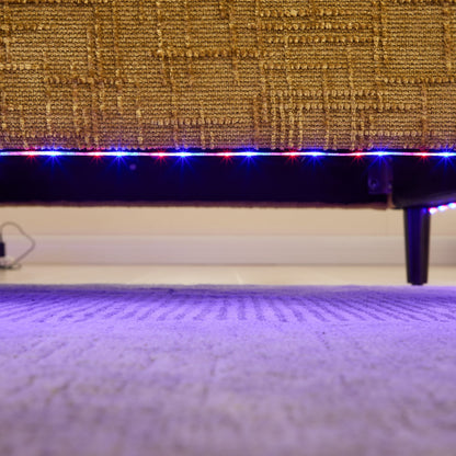 Canapé 2 places en chenille de style moderne avec pieds en bois, éclairage LED, port de chargement USB et sac de rangement, idéal pour le salon, la chambre à coucher ou le bureau.