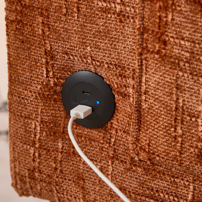 Canapé 2 places en chenille de style moderne avec pieds en bois, éclairage LED, port de chargement USB et sac de rangement, idéal pour le salon, la chambre à coucher ou le bureau.