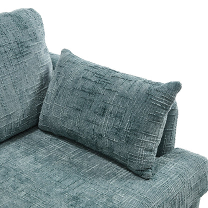 Canapé 2 places en chenille de style moderne avec pieds en bois, éclairage LED, port de chargement USB et sac de rangement, idéal pour le salon, la chambre à coucher, le bureau ou la salle d'étude.