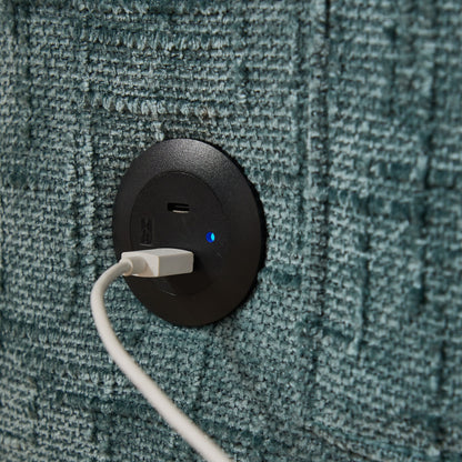 Canapé 2 places en chenille de style moderne avec pieds en bois, éclairage LED, port de chargement USB et sac de rangement, idéal pour le salon, la chambre à coucher, le bureau ou la salle d'étude.