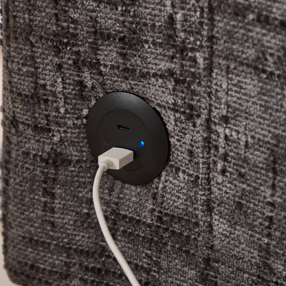 Canapé 2 places en chenille de style moderne avec pieds en bois, éclairage LED, port de chargement USB et sac de rangement, idéal pour le salon, la chambre à coucher, le bureau ou la salle d'étude.