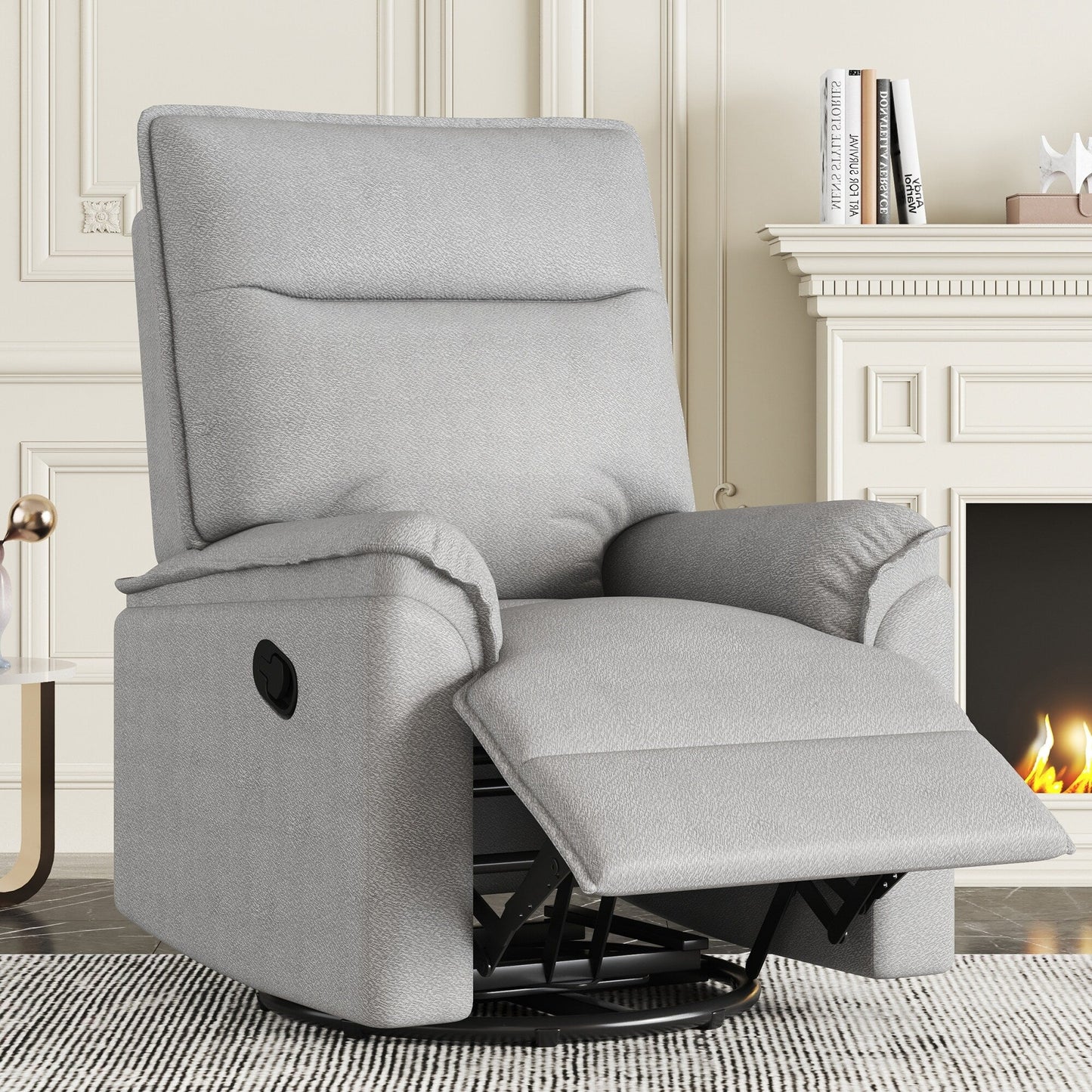 Fauteuil inclinable manuel pivotant moderne avec dossier rembourré et réglable pour salon ou chambre d'enfant