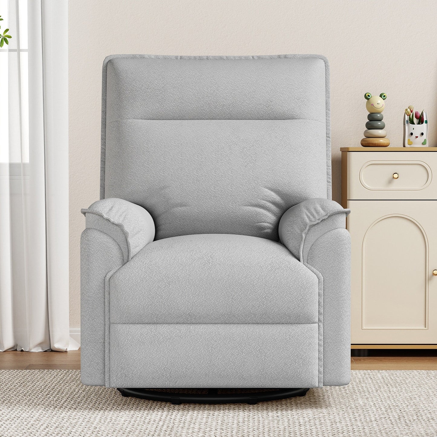 Fauteuil inclinable manuel pivotant moderne avec dossier rembourré et réglable pour salon ou chambre d'enfant
