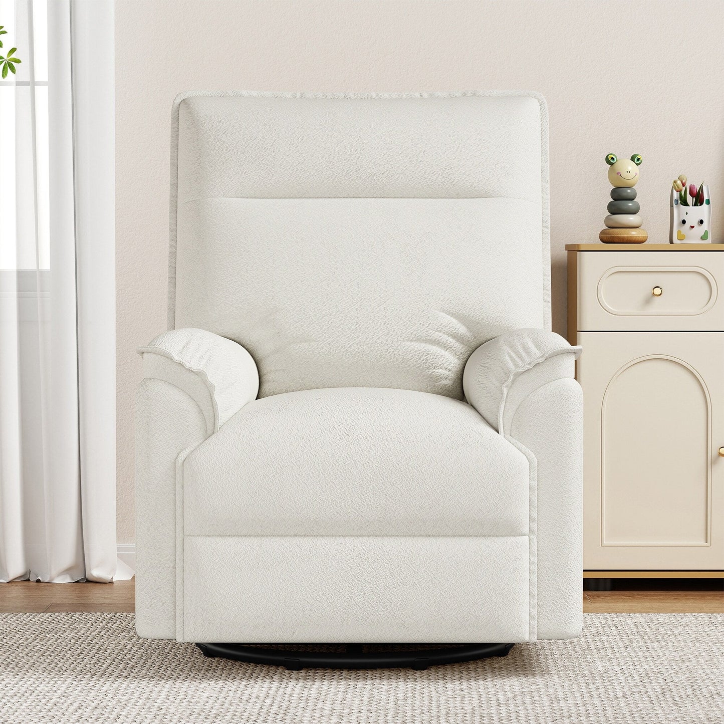 Fauteuil inclinable manuel pivotant moderne avec dossier rembourré et réglable pour salon ou chambre d'enfant