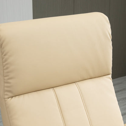Fauteuil inclinable de massage pivotant moderne en cuir avec base en bois et repose-pieds, vibration à 10 points, 5 modes, télécommande et poche latérale