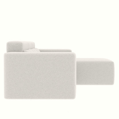 Canapé sectionnel moderne en tissu Teddy en forme de L, canapé 3 places avec méridienne et oreillers pour salon et appartement