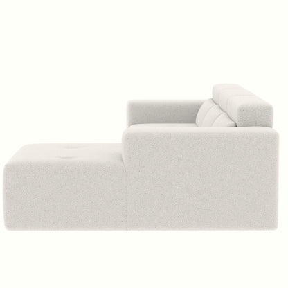 Canapé sectionnel moderne en tissu Teddy en forme de L, canapé 3 places avec méridienne et oreillers pour salon et appartement