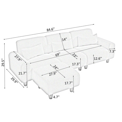 Canapé moderne en polaire Teddy - Deux places polyvalent avec canapé simple et 3 coussins de taille pour les petites chambres d'appartement