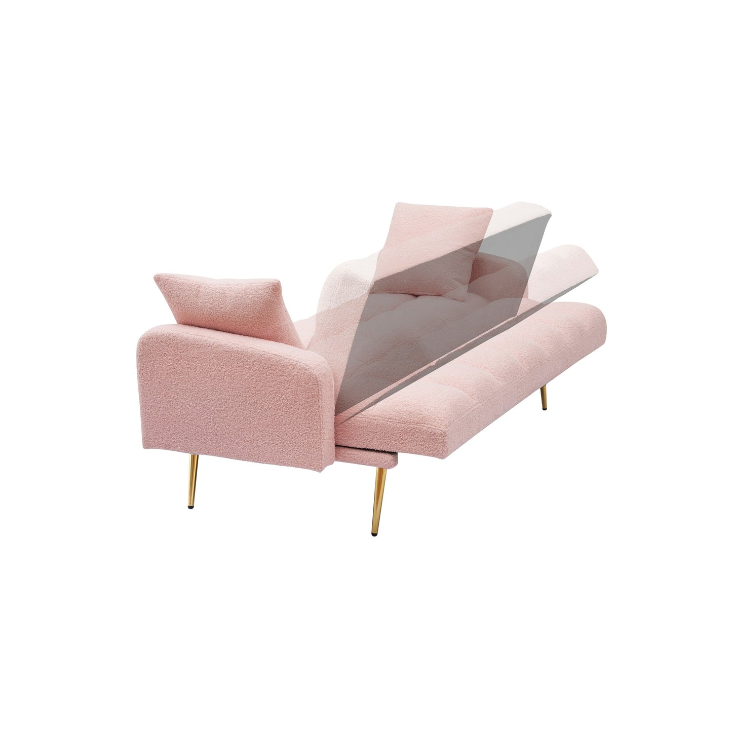 Canapé moderne en polaire Teddy, causeuse confortable et réglable avec accoudoirs moelleux et 2 coussins décoratifs pour chambres d'appartement