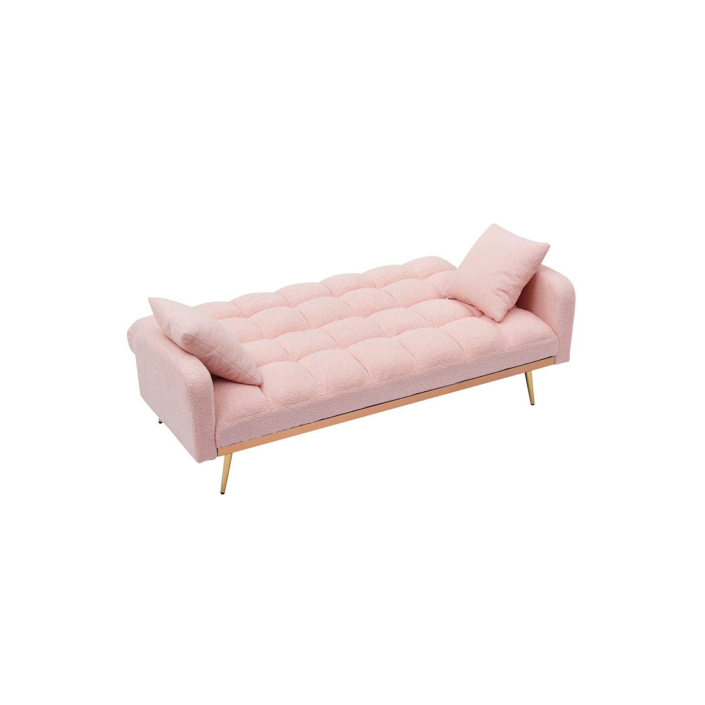Canapé moderne en polaire Teddy, causeuse confortable et réglable avec accoudoirs moelleux et 2 coussins décoratifs pour chambres d'appartement