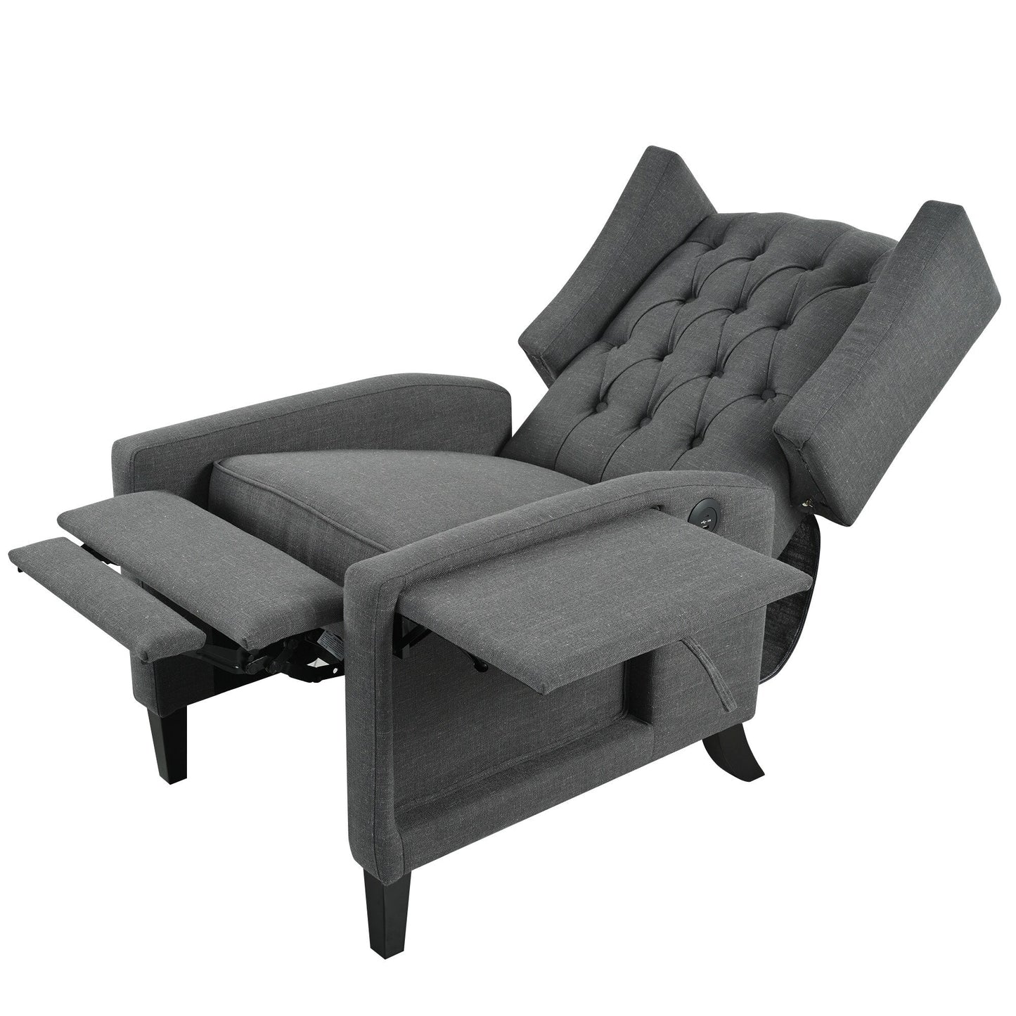 Fauteuil inclinable moderne capitonné avec table d'appoint pliable et ports de chargement USB pour salon ou chambre