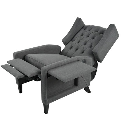 Fauteuil inclinable moderne capitonné avec table d'appoint pliable et ports de chargement USB pour salon ou chambre