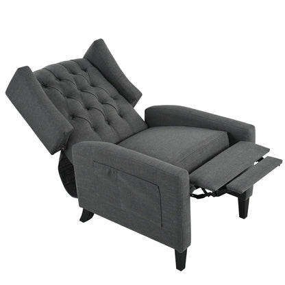 Fauteuil inclinable moderne capitonné avec table d'appoint pliable et ports de chargement USB pour salon ou chambre