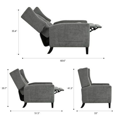 Fauteuil inclinable moderne capitonné avec table d'appoint pliable et ports de chargement USB pour salon ou chambre