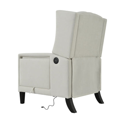 Fauteuil inclinable moderne capitonné avec table d'appoint pliable et ports de chargement USB pour salon ou chambre