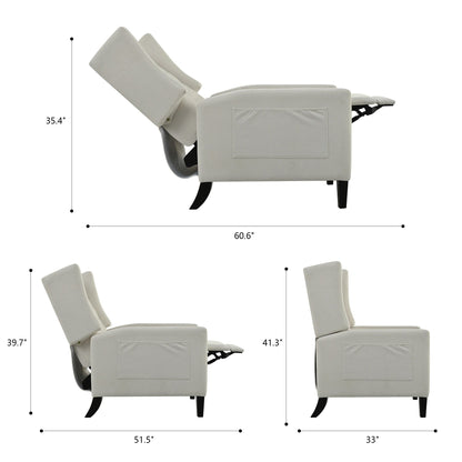 Fauteuil inclinable moderne capitonné avec table d'appoint pliable et ports de chargement USB pour salon ou chambre