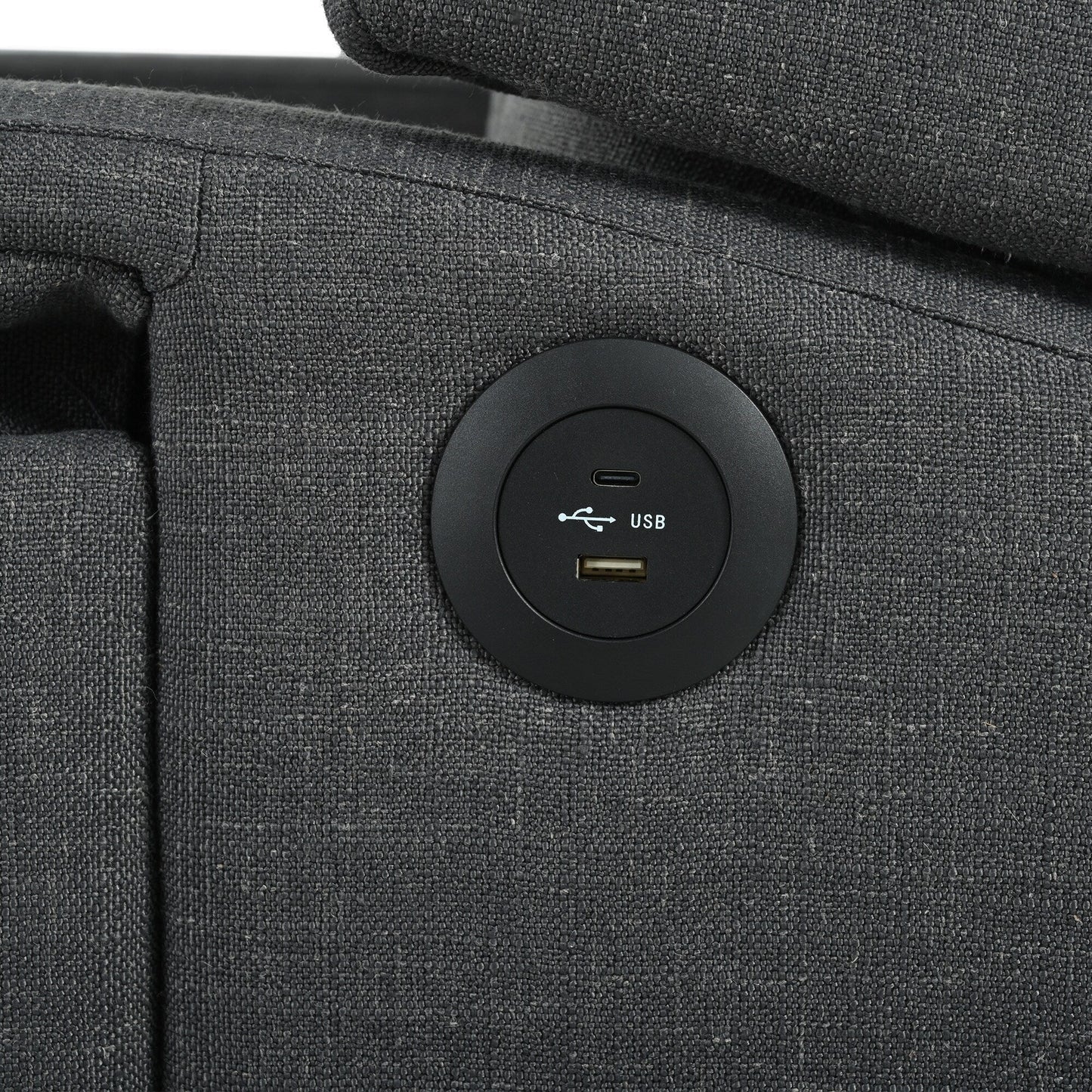 Fauteuil inclinable moderne capitonné avec table d'appoint pliable et ports de chargement USB pour salon ou chambre