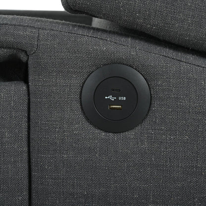 Fauteuil inclinable moderne capitonné avec table d'appoint pliable et ports de chargement USB pour salon ou chambre