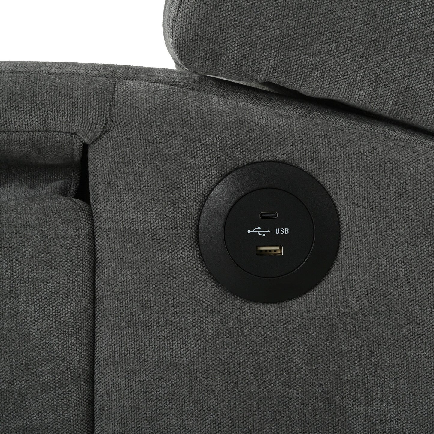 Fauteuil inclinable moderne capitonné avec table d'appoint pliable et ports de chargement USB pour salon ou chambre