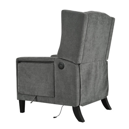 Fauteuil inclinable moderne capitonné avec table d'appoint pliable et ports de chargement USB pour salon ou chambre