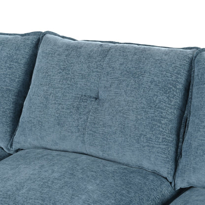 Canapé modulaire moderne en chenille en forme de U, canapé sectionnel 6 places avec dossier capitonné et coussins d'accoudoirs réglables