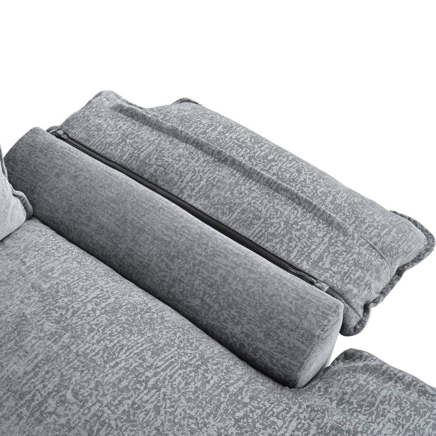 Canapé modulaire moderne en chenille en forme de U, canapé sectionnel 6 places avec dossier capitonné et coussins d'accoudoirs réglables