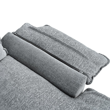 Canapé modulaire moderne en chenille en forme de U, canapé sectionnel 6 places avec dossier capitonné et coussins d'accoudoirs réglables