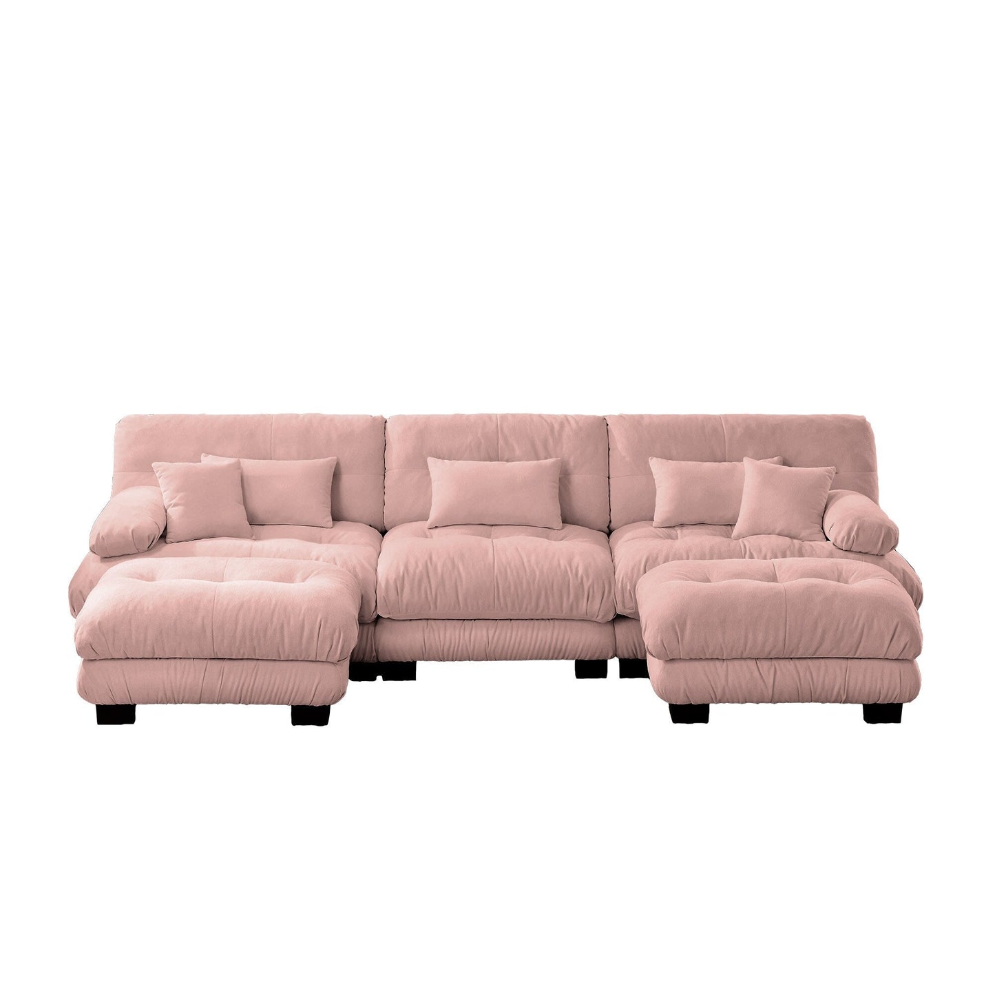 Canapé modulaire sectionnel moderne en forme de U, sièges profonds, avec 2 poufs et coussins décoratifs pour le salon