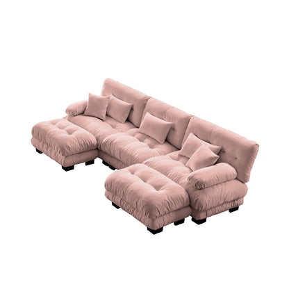 Canapé modulaire sectionnel moderne en forme de U, sièges profonds, avec 2 poufs et coussins décoratifs pour le salon
