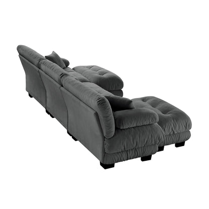 Canapé modulaire sectionnel moderne en forme de U, sièges profonds, avec 2 poufs et coussins décoratifs pour le salon