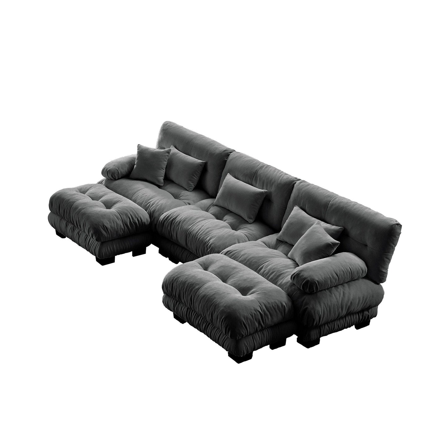 Canapé modulaire sectionnel moderne en forme de U, sièges profonds, avec 2 poufs et coussins décoratifs pour le salon