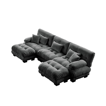 Canapé modulaire sectionnel moderne en forme de U, sièges profonds, avec 2 poufs et coussins décoratifs pour le salon