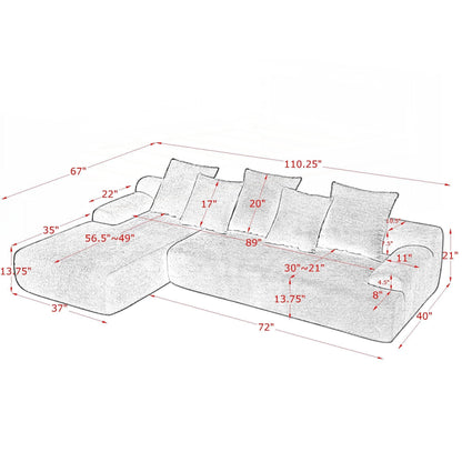 Canapé sectionnel moderne rembourré en forme de L