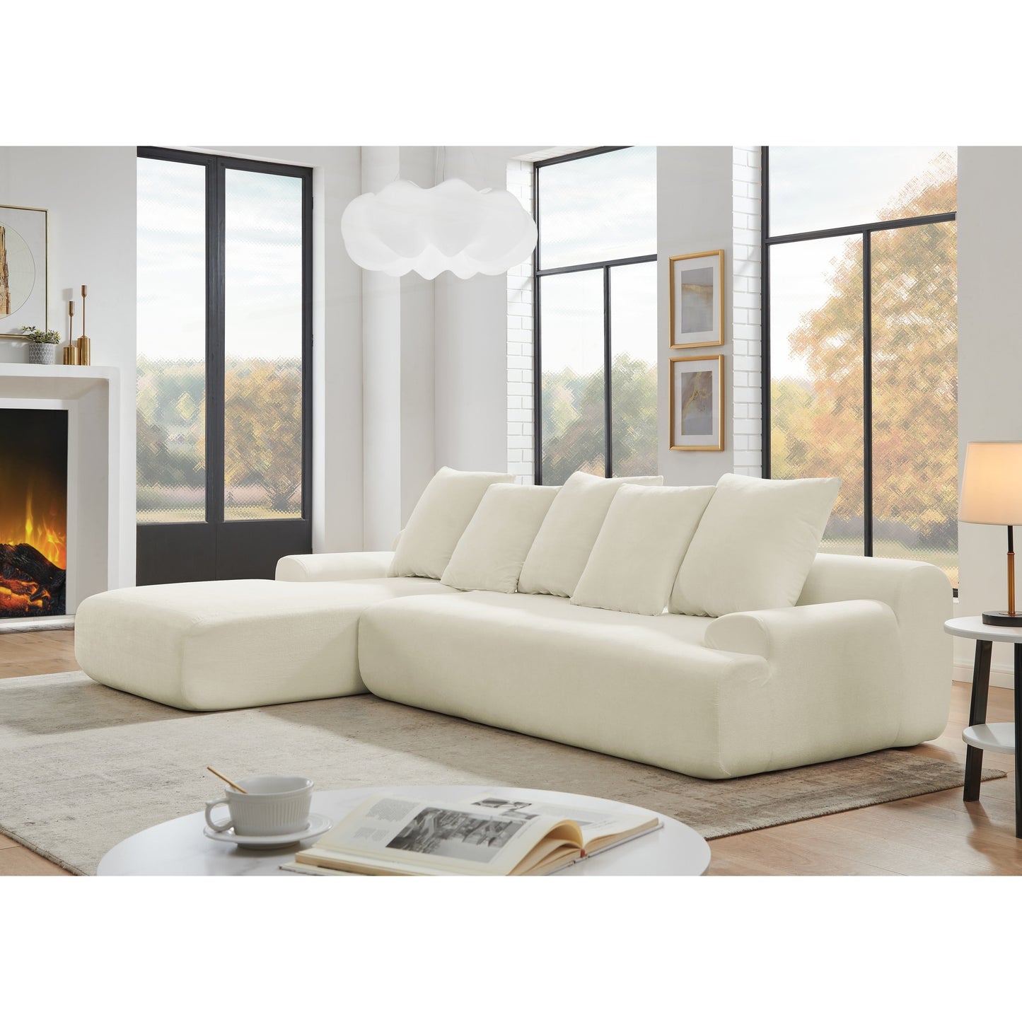 Canapé sectionnel moderne rembourré en forme de L